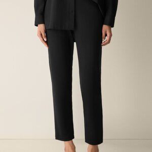 Eileen Fisher Washable Crepe Pant Black Medium Stretch Ankle Straight Leg Pant